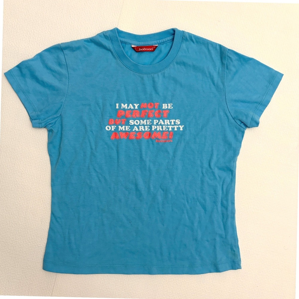 Y2K Sassy Graphic Tee Sassy Slogan Baby Tee Size M Blue vintage